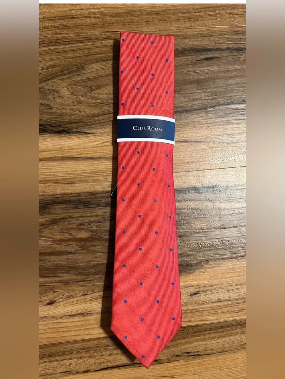 Club Room Men's Classic Dot Stripe Tie, Red, New MSRP $55